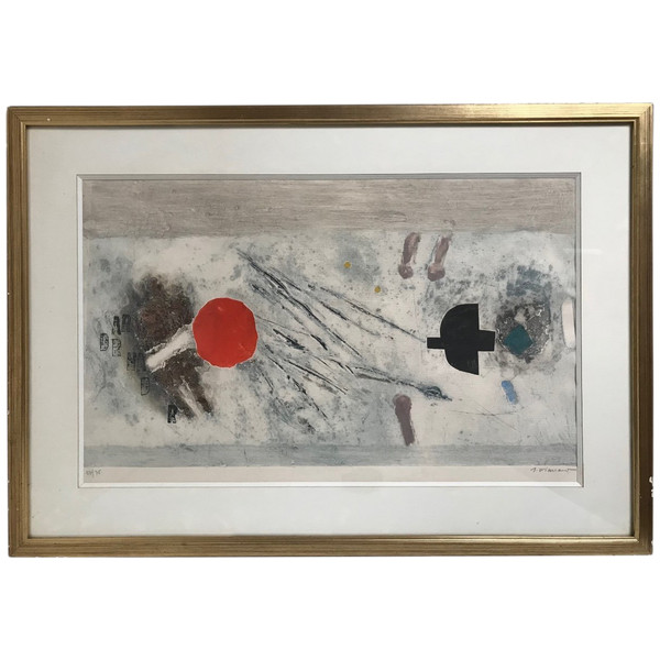Lithographie abstraite en relief.