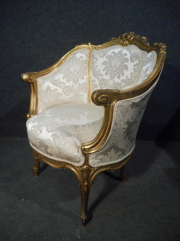 Paire De Fauteuils Corbeille En Bois Doré époque Début XIXème