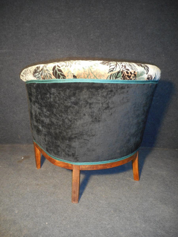 Pair De Fauteuil Tonneau En Marqueterie époque Art Deco