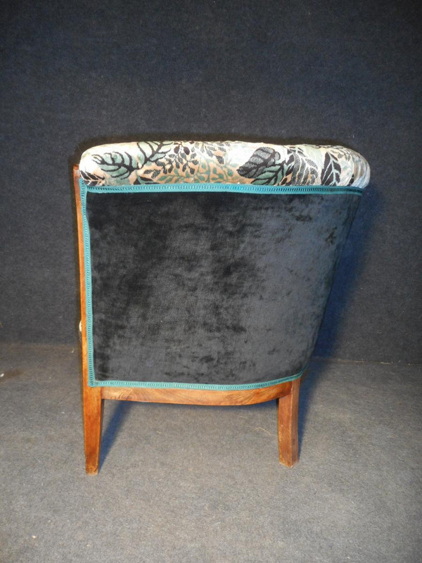 Pair De Fauteuil Tonneau En Marqueterie époque Art Deco