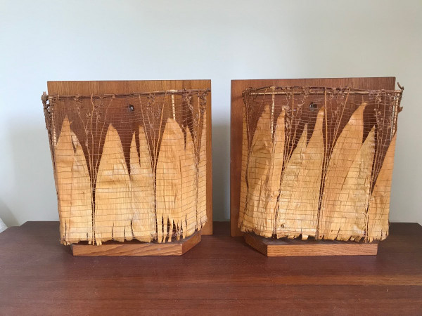 Pair of plant leaf sconces.