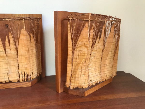 Pair of plant leaf sconces.