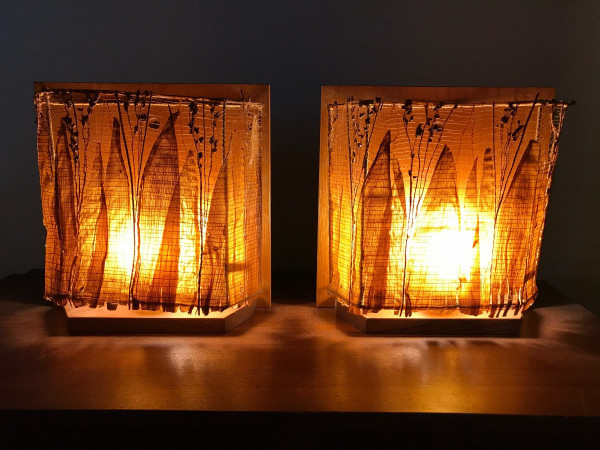 Pair of plant leaf sconces.