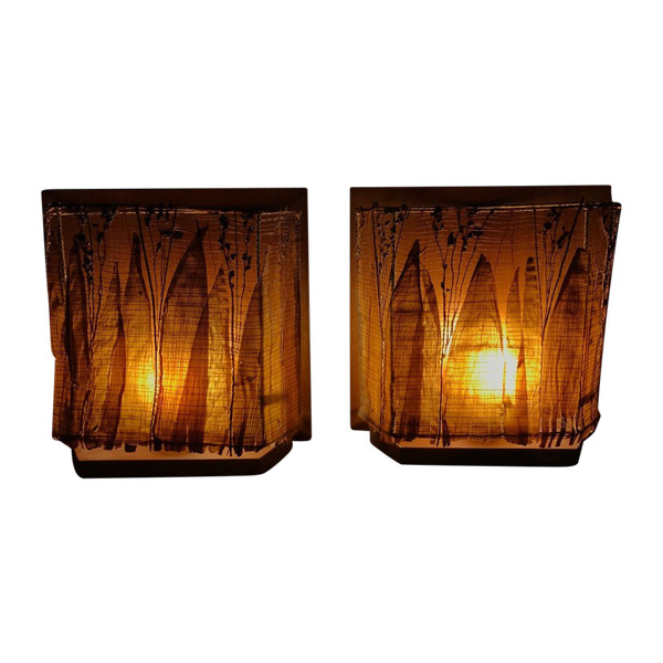 Pair of plant leaf sconces.