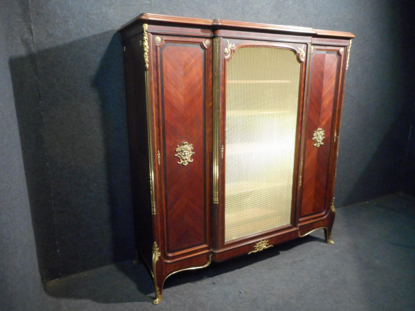Bibliothèque En Marqueterie Et Bronze Doré Estampillé Francois Linke