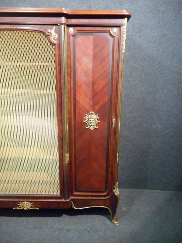 Bibliothèque En Marqueterie Et Bronze Doré Estampillé Francois Linke