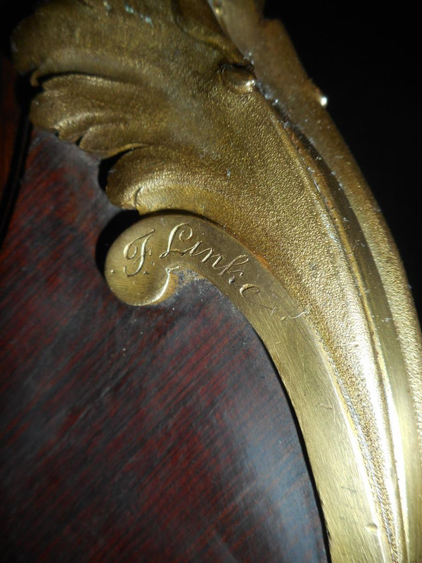 Bibliothèque En Marqueterie Et Bronze Doré Estampillé Francois Linke