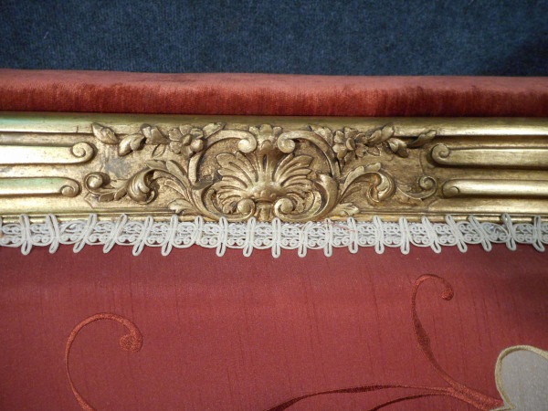Causeuse époque XIXe En Bois Doré Et Soieries