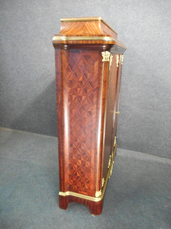 Small 19th Century Wardrobe Stamped Paul Sormani In Marquetry And Gilt Bronze
