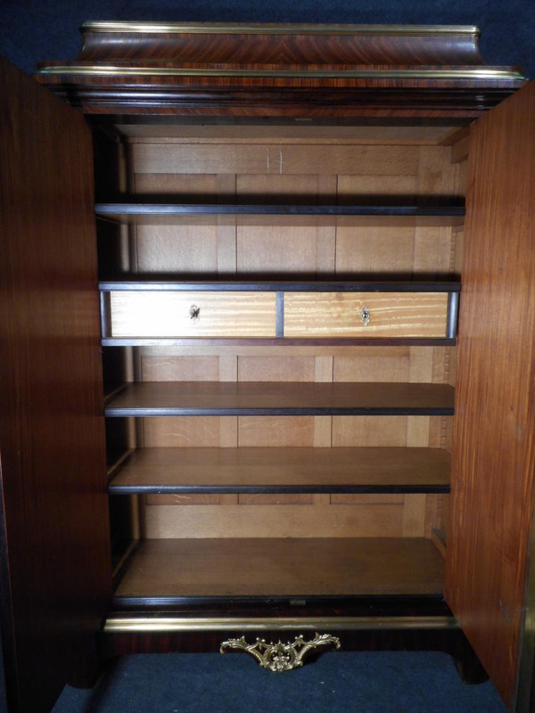 Small 19th Century Wardrobe Stamped Paul Sormani In Marquetry And Gilt Bronze