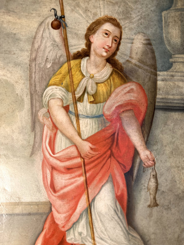 Öl Auf Kupfer - Der Erzengel Und Der Fisch - Circa 1730