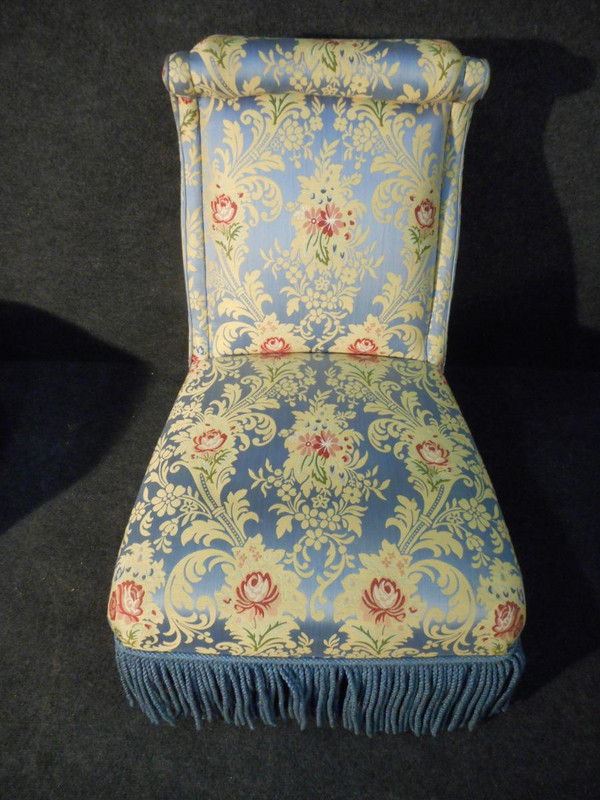 Pair Of Napoleon III Period Low Chairs Reupholstered In The Old Style