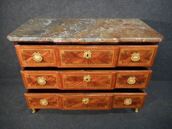 Commode In Marquetry Traces Stamp Jean Lapie Transition Period