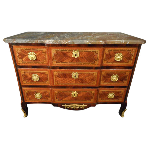Commode In Marquetry Traces Stamp Jean Lapie Transition Period