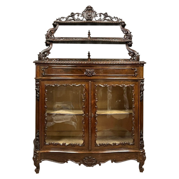 Napoleon III period curved mahogany bookcase circa 1850