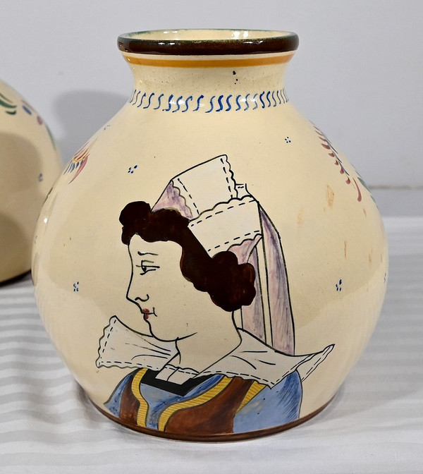 Pair of Henriot Quimper Vases – Mid 20th Century