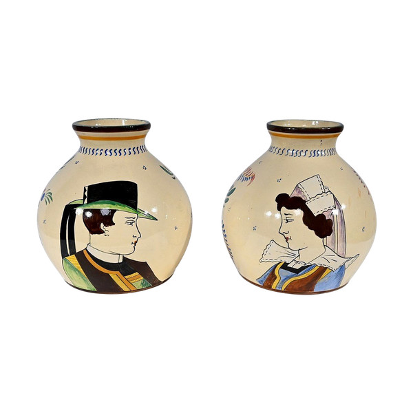 Pair of Henriot Quimper Vases – Mid 20th Century