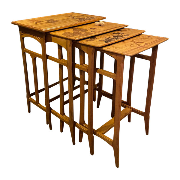 Ecole de Nancy nesting tables, signed Majorelle