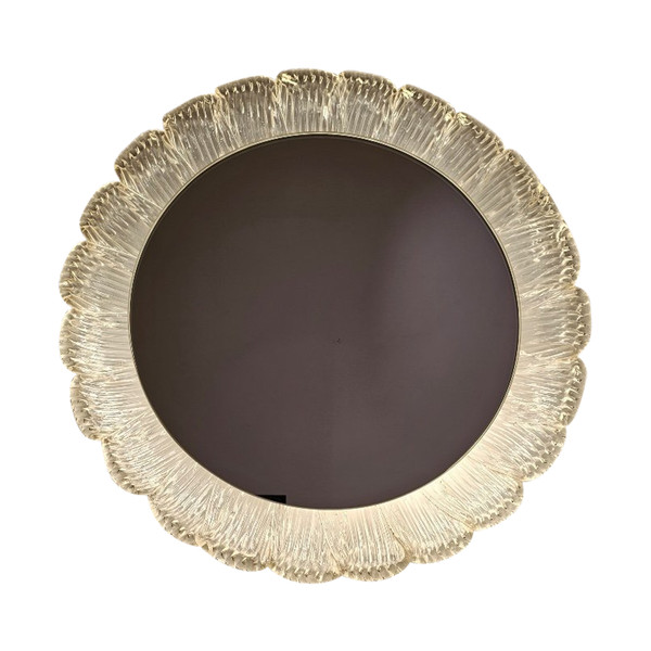 Miroir rond lumineux des années 70.