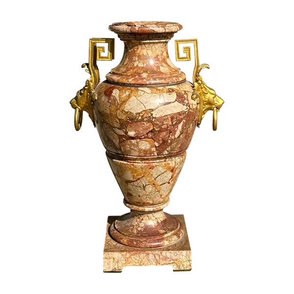 Important marble and gilded bronze vase from the 19th century