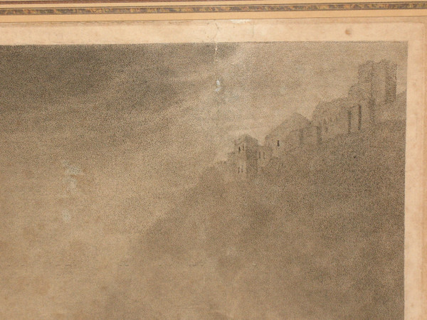 Naval battle large English engraving by John Keyse Sherwin 18th century framed