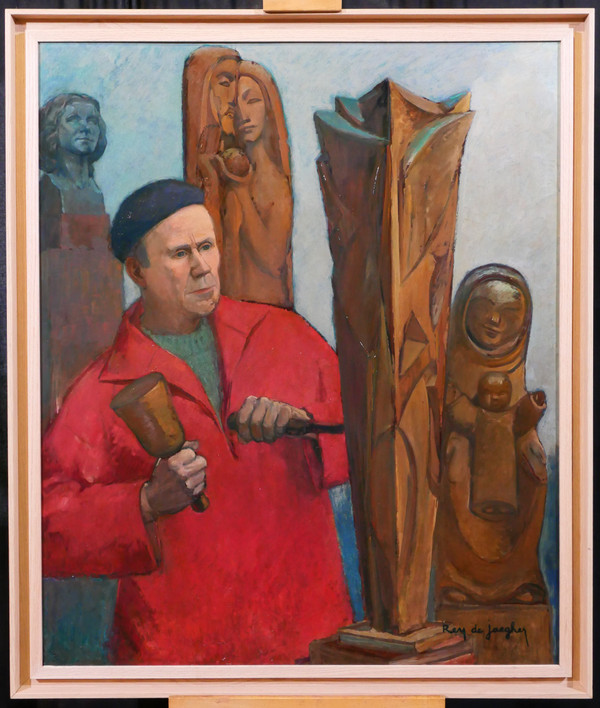 Suzanne Rey de Jaegher 1907-1994 Ritratto dello scultore Henri-Paul Rey, dipinto, 1940-50 circa