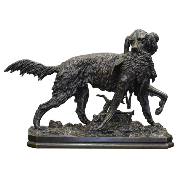 Scultura - Cane fagiano di Christophe Fratin (1801-1864) - Bronzo