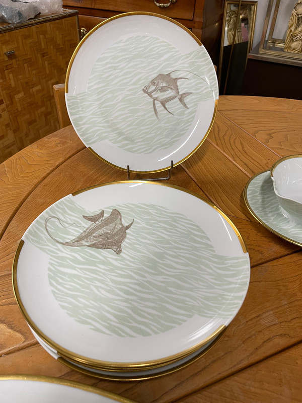 Bernardaud - Fish Service For 12 People in Limoges porcelain