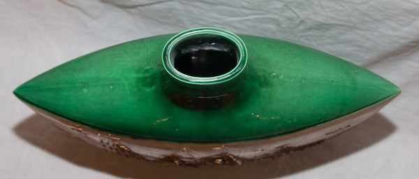 Vallauris Flat Ceramic Vase Signed Portanier Circa 1960