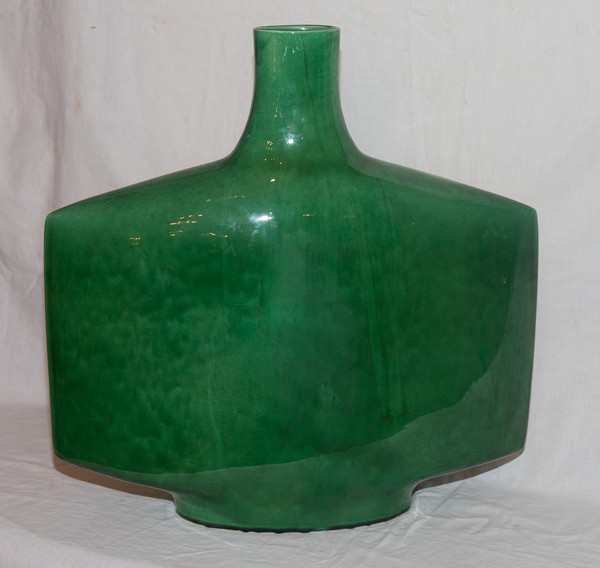 Vallauris Flat Ceramic Vase Signed Portanier Circa 1960