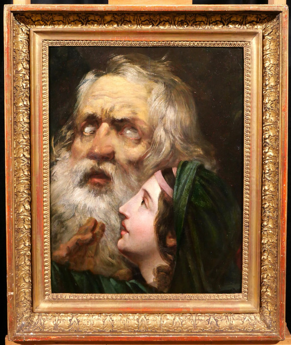 Scuola neoclassica 1800-10 circa, Edipo e Antigone, dipinto, 1800-10 circa
