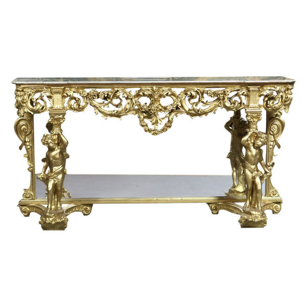 Large console in gilded wood from the 20th century