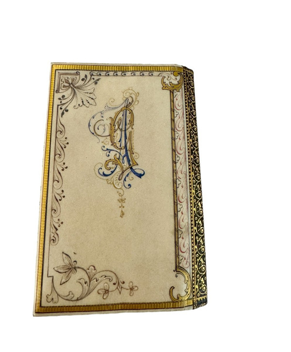 Custodia per notebook in pelle e pergamena stampata della Maison Maquet Rue De La Paix
