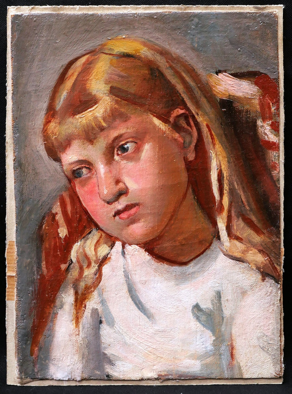 École FRANÇAISE circa 1930, Portrait de petite fille blonde
