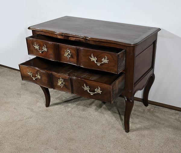 Commode Sauteuse en Amarante et Acajou, époque Louis XV – XVIIIe
