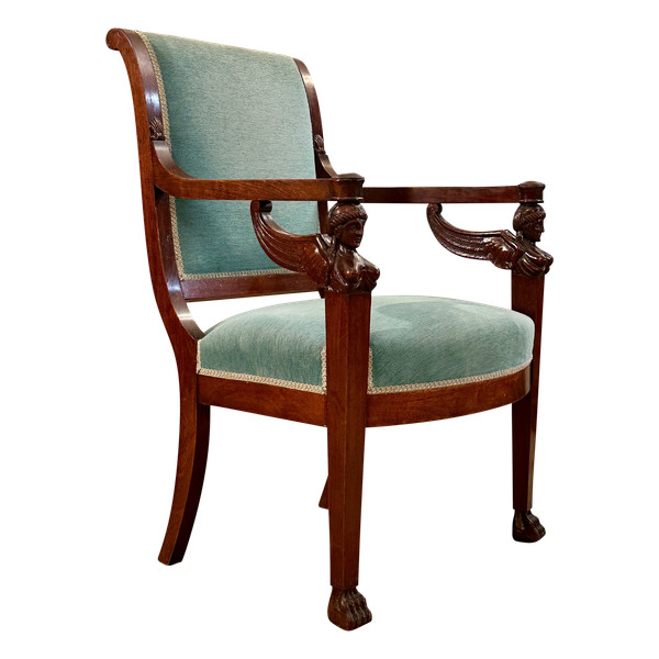 Empire Style Mahogany Armchair Return from Egypt 19th Century