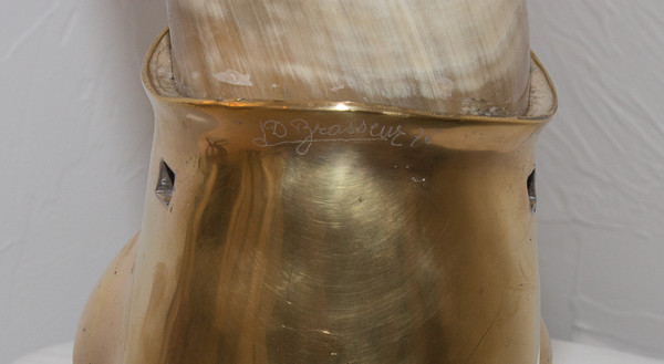Scultura di pesce in bronzo Duval Brasseur del 1976