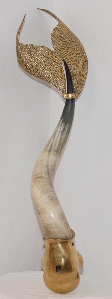 Scultura di pesce in bronzo Duval Brasseur del 1976