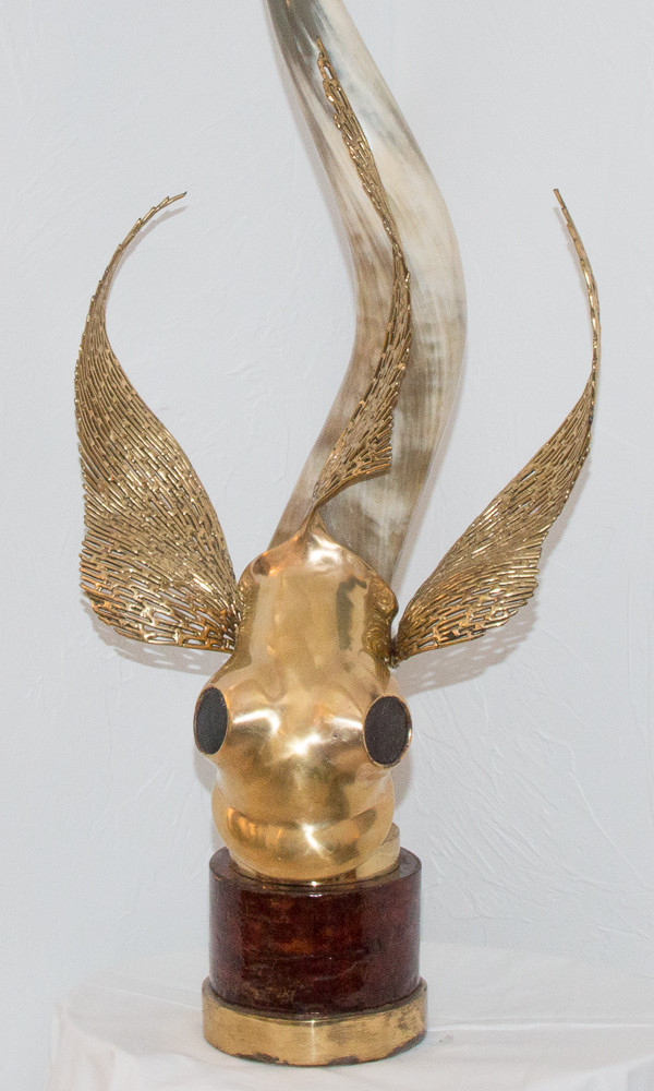 Scultura di pesce in bronzo Duval Brasseur del 1976