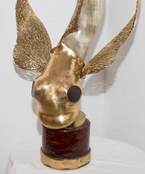 Scultura di pesce in bronzo Duval Brasseur del 1976