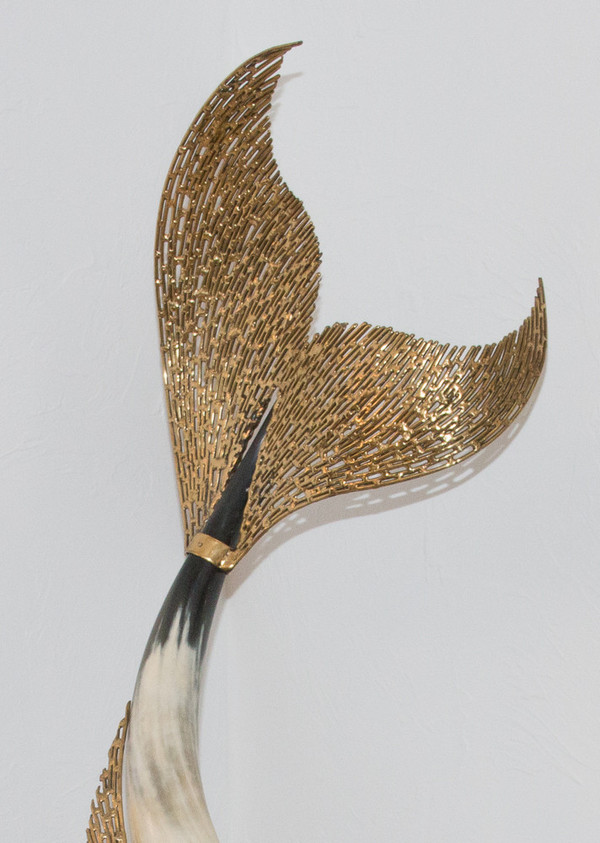Scultura di pesce in bronzo Duval Brasseur del 1976