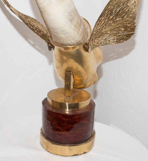 Scultura di pesce in bronzo Duval Brasseur del 1976