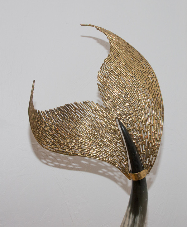 Scultura di pesce in bronzo Duval Brasseur del 1976