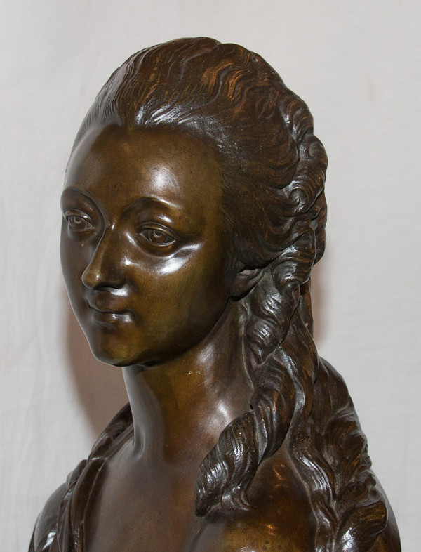 Grande busto in bronzo "Contessa Du Barry" secondo Pajou, XIX secolo