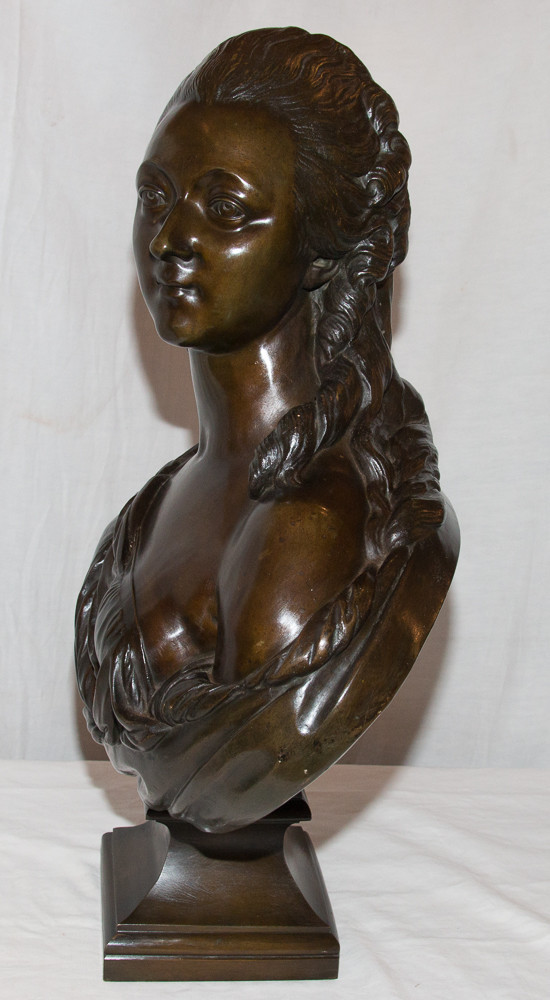 Grande busto in bronzo "Contessa Du Barry" secondo Pajou, XIX secolo