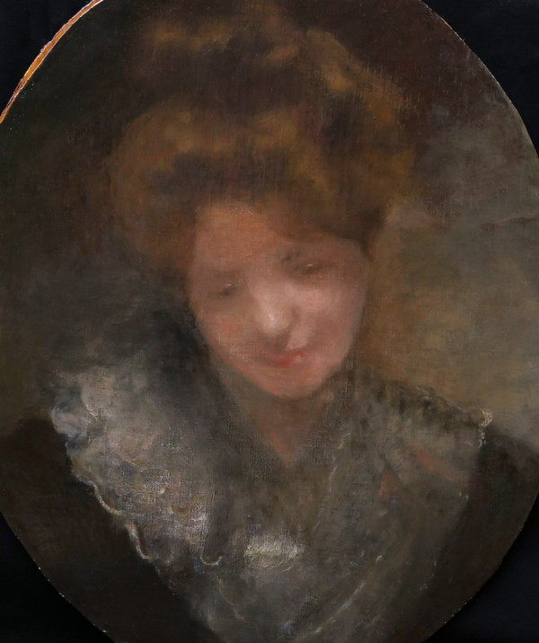 Armand BERTON, Portrait of a woman with downcast eyes