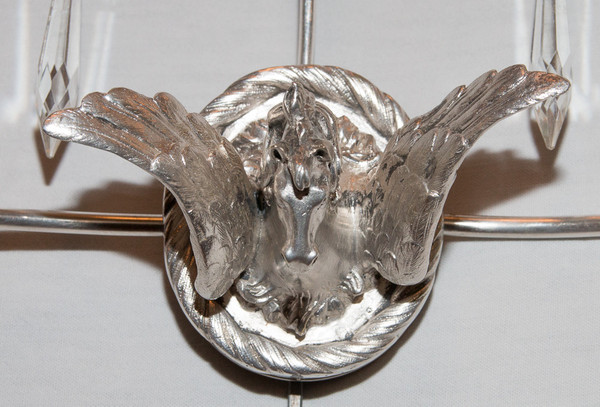 Coppia di applique inglesi in bronzo argentato della fine del XIX secolo