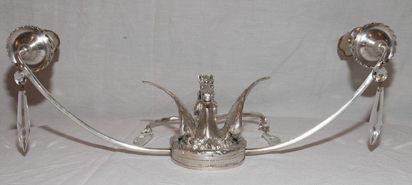 Coppia di applique inglesi in bronzo argentato della fine del XIX secolo
