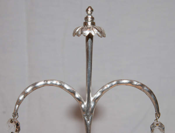 Coppia di applique inglesi in bronzo argentato della fine del XIX secolo