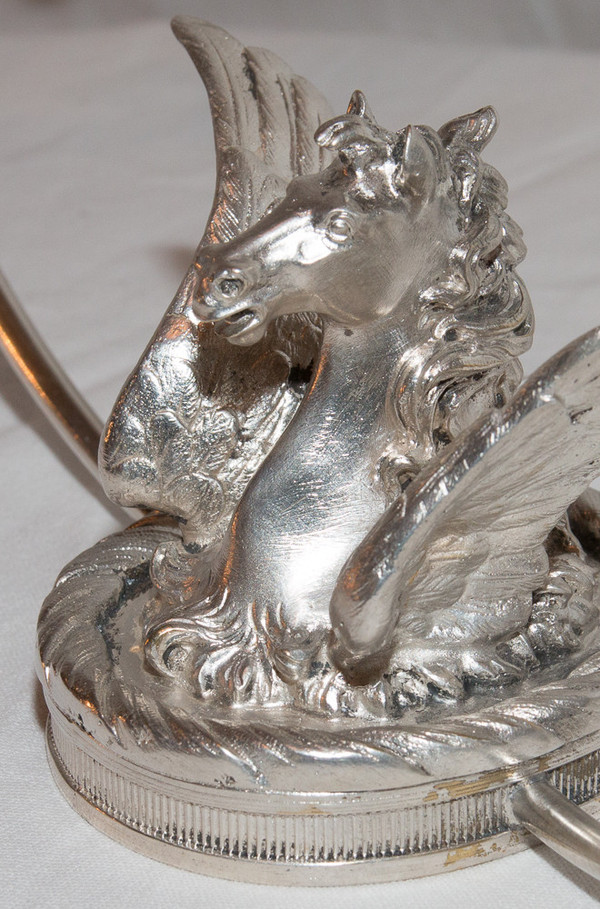 Coppia di applique inglesi in bronzo argentato della fine del XIX secolo